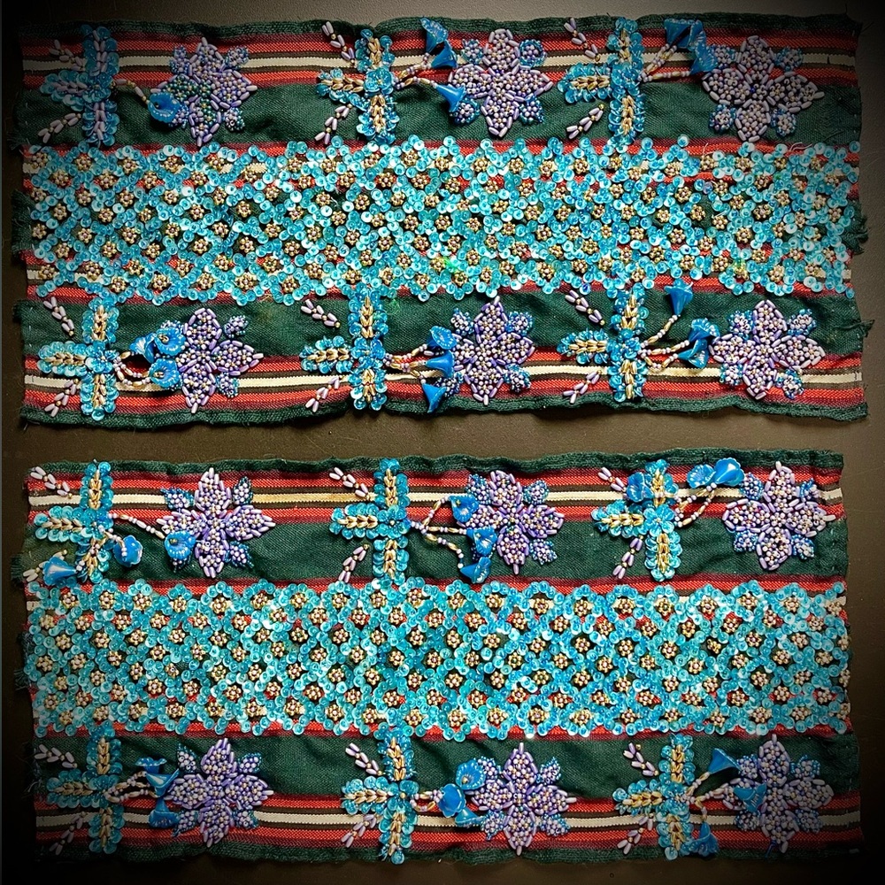 Matching Pair of Beautiful Traditional Beaded Siwan/Egyptian Cloth Panels - OOAK